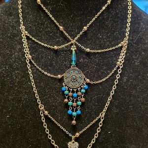 Elegant Gold and Turquoise Layered Necklace